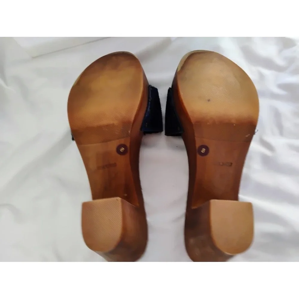 Women's Nine West Blue Suede Platform Mule Slide Sandals Size 8 Boho